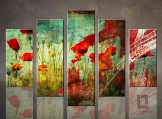 Obraz na zeď 5 dílný  - Red poppys